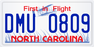 NC license plate DMU0809
