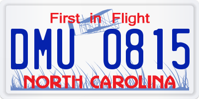 NC license plate DMU0815