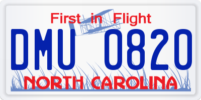 NC license plate DMU0820