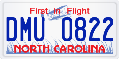 NC license plate DMU0822