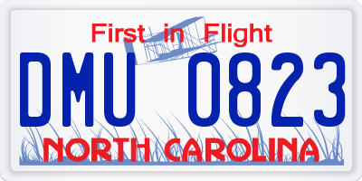 NC license plate DMU0823