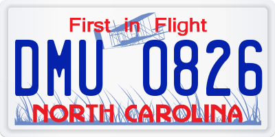 NC license plate DMU0826