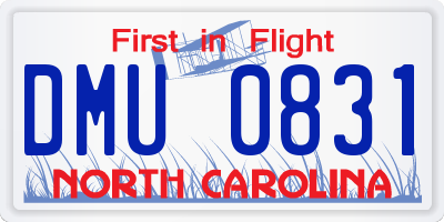 NC license plate DMU0831