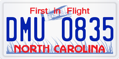 NC license plate DMU0835