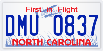 NC license plate DMU0837