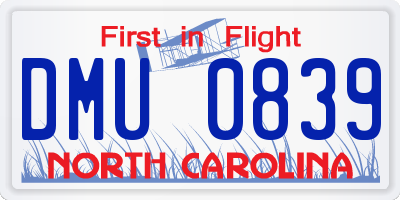 NC license plate DMU0839