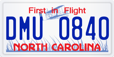 NC license plate DMU0840