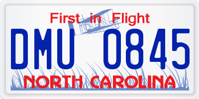 NC license plate DMU0845