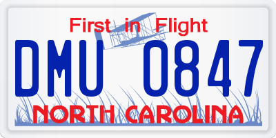 NC license plate DMU0847