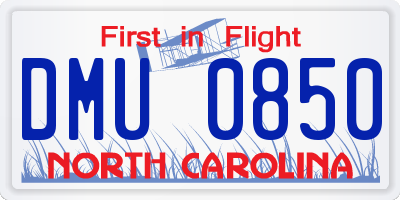 NC license plate DMU0850