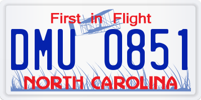 NC license plate DMU0851