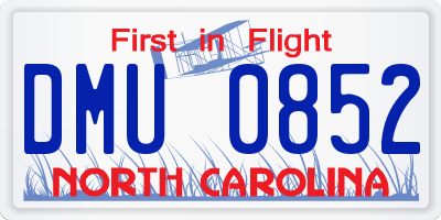 NC license plate DMU0852