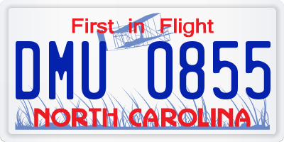 NC license plate DMU0855