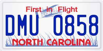 NC license plate DMU0858