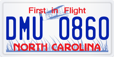 NC license plate DMU0860