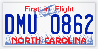 NC license plate DMU0862