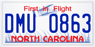 NC license plate DMU0863