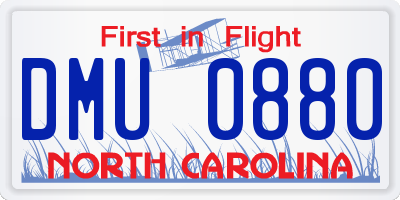 NC license plate DMU0880
