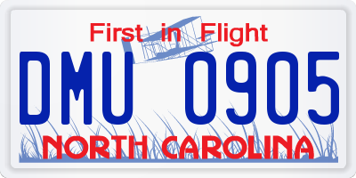 NC license plate DMU0905