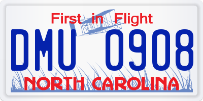 NC license plate DMU0908