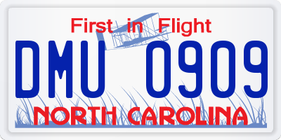 NC license plate DMU0909