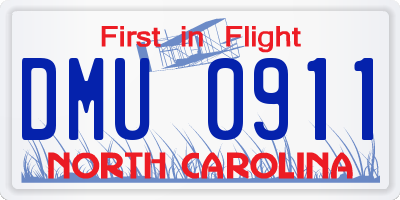 NC license plate DMU0911