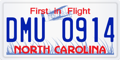 NC license plate DMU0914