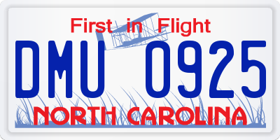 NC license plate DMU0925