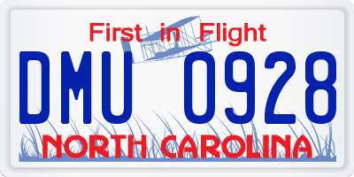 NC license plate DMU0928