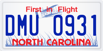 NC license plate DMU0931