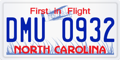 NC license plate DMU0932