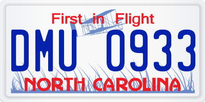 NC license plate DMU0933
