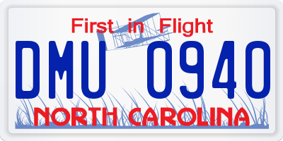 NC license plate DMU0940