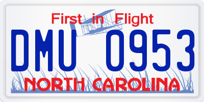 NC license plate DMU0953