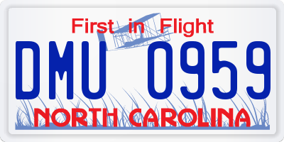 NC license plate DMU0959