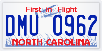 NC license plate DMU0962