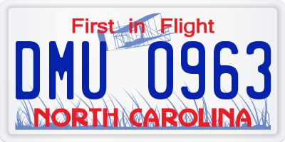 NC license plate DMU0963
