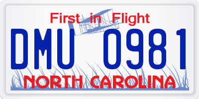 NC license plate DMU0981