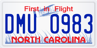 NC license plate DMU0983