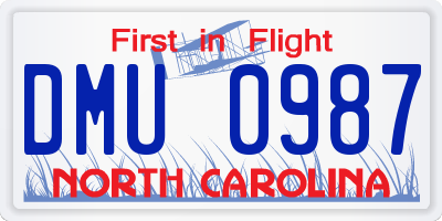 NC license plate DMU0987