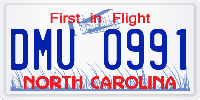 NC license plate DMU0991