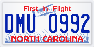 NC license plate DMU0992
