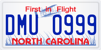 NC license plate DMU0999