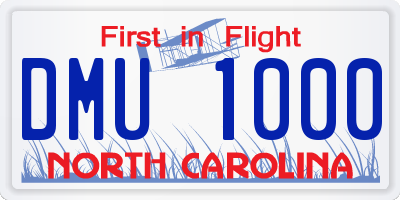 NC license plate DMU1000