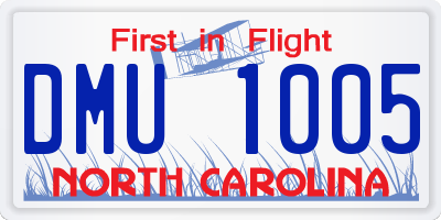 NC license plate DMU1005