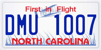 NC license plate DMU1007