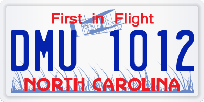 NC license plate DMU1012