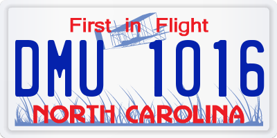 NC license plate DMU1016