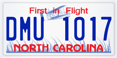 NC license plate DMU1017