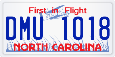 NC license plate DMU1018